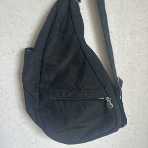 LL Bean Healthy Back Ameribag Sling Back Bag Black Adjustable Strap Zip Pockets